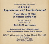 CAVAC Banquet announcement (1980)
